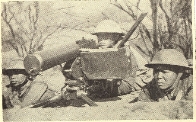 台儿庄战役中中国军队的机枪阵地。