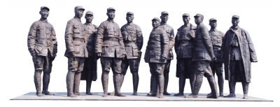 ▲位于山西省武乡县八路军太行纪念馆内的八路军将领组雕《太行山》。