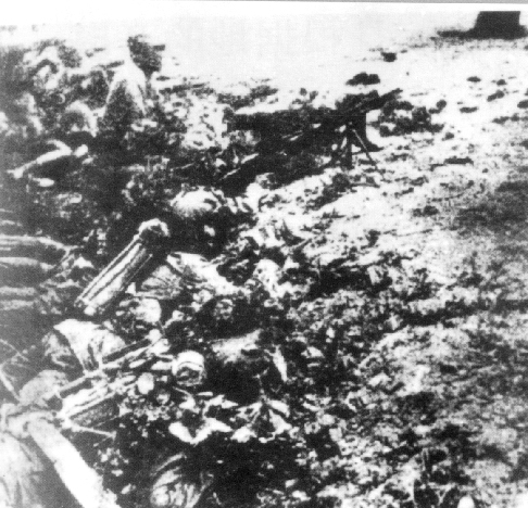 浙赣战役中，隐蔽在铁路、公路两侧伏击日军的中国军队。