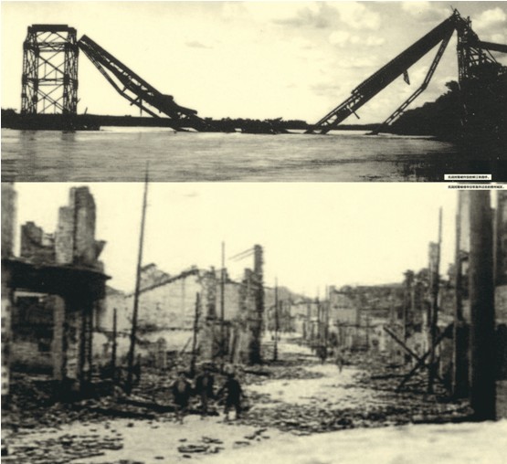 1944年，国民政府实行“焦土抗战”，在日军占领柳州前炸毁的柳江铁路大桥