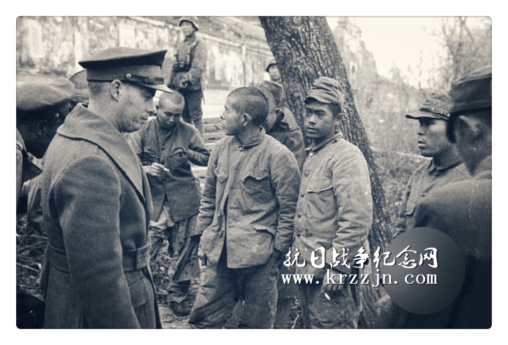 常德会战，图为几名被抓捕的日军士兵。