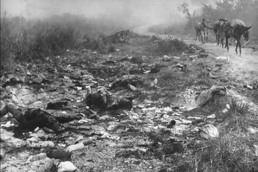 滇缅公路上被我远征军击毙的日军。