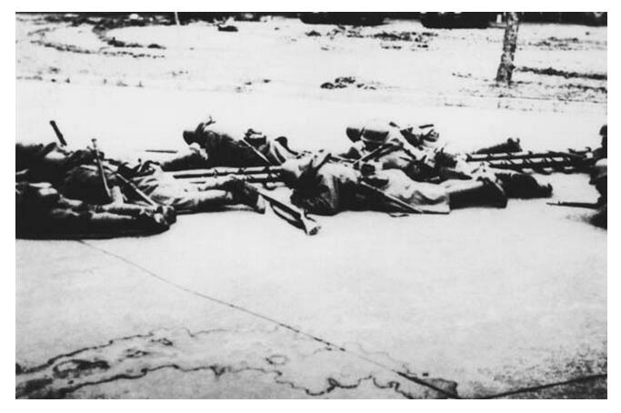 中国军队猛烈反击登陆的日军。利用近距离歼敌，打退了日军的数次猛攻。